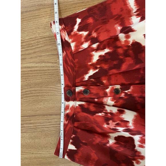NWT J Crew Red Floral Watercolor Button Down Pleated Knee Length Skirt Size 6 - Picture 6 of 7